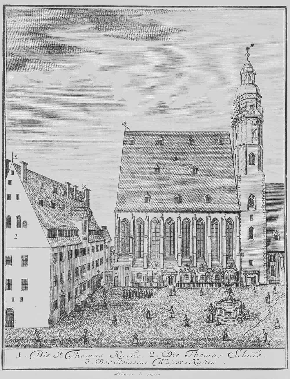 The Thomaskirche and Thomasschule in Leipzig, 1723