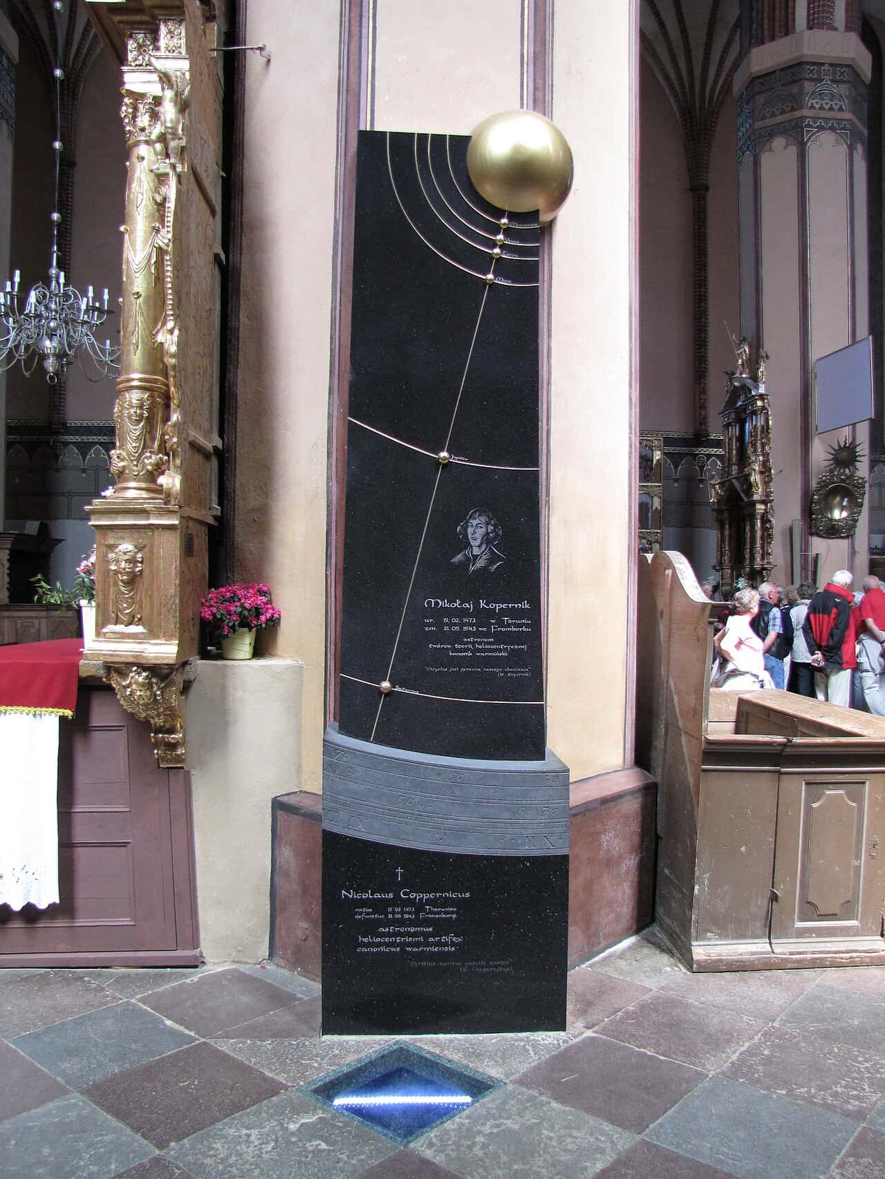 The memorial to Copernicus in Frombork Cathedral