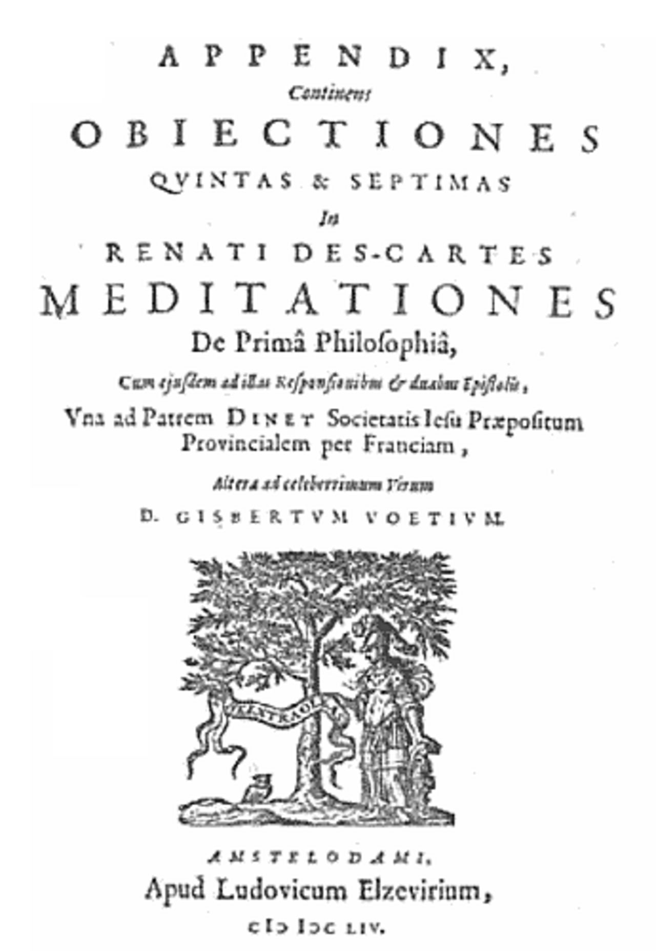 Title page of Descartes' Meditations on First Philosophy