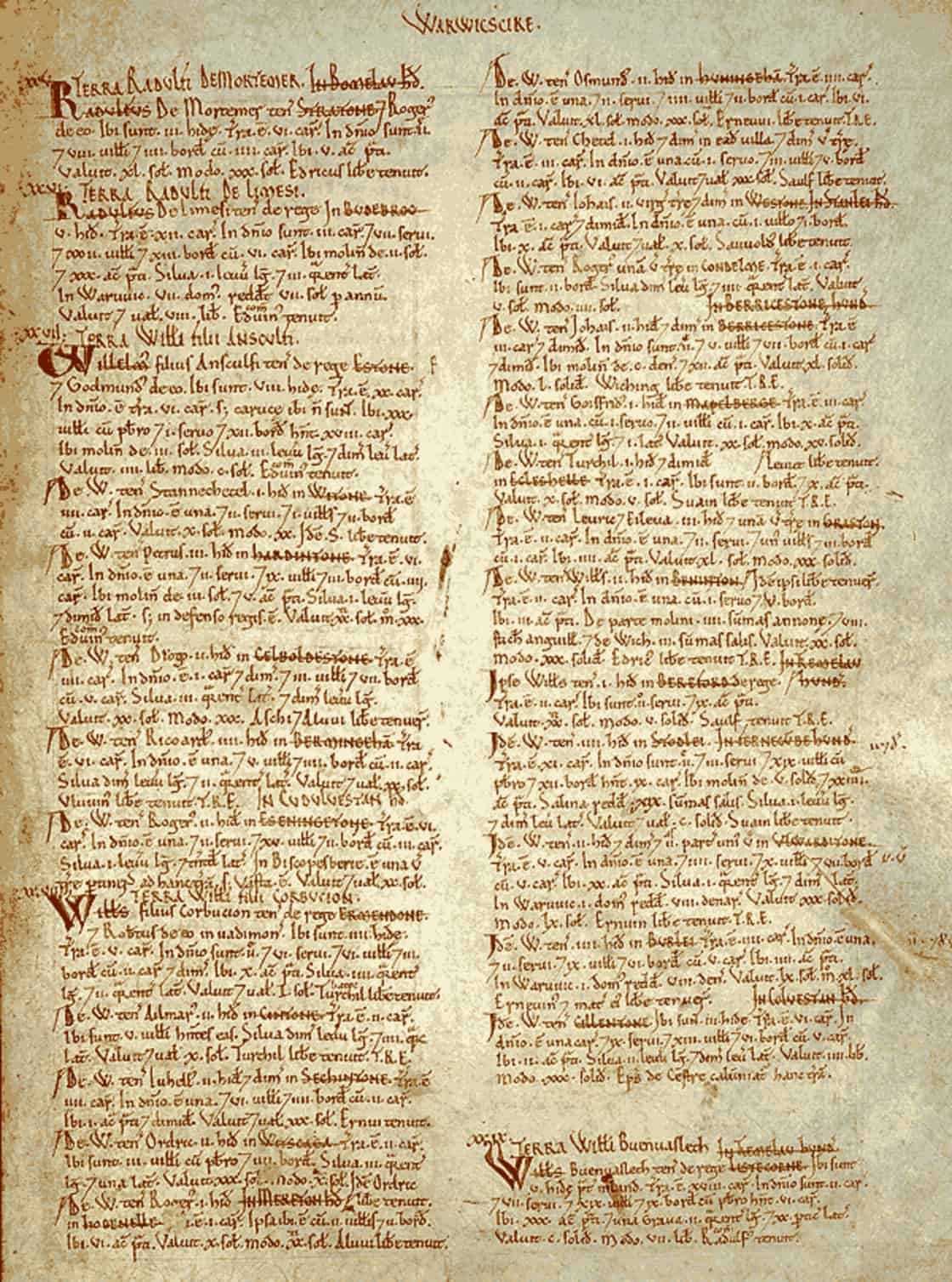 A page from the Domesday Book