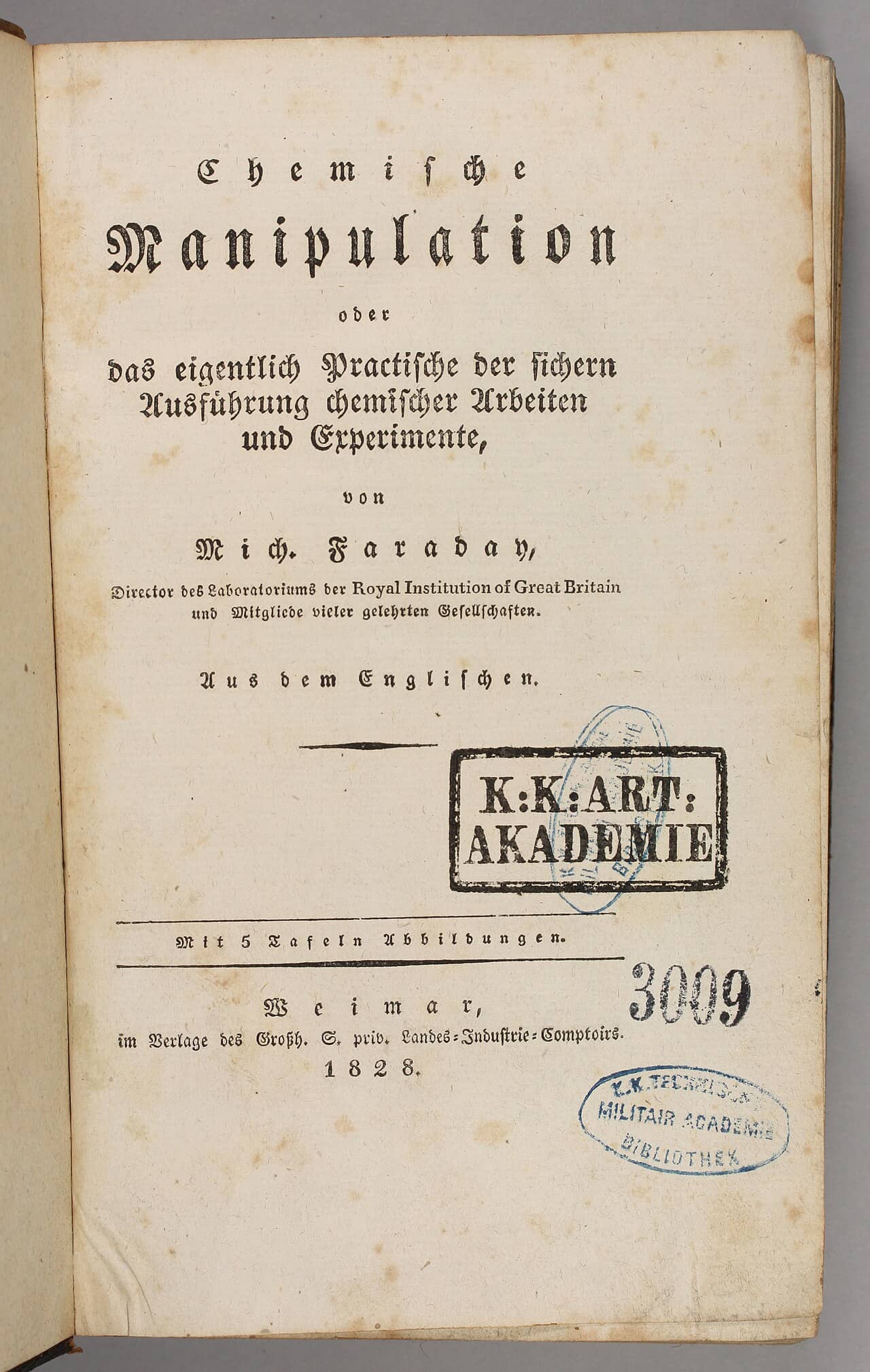 Faraday's 1827 book Chemical Manipulation