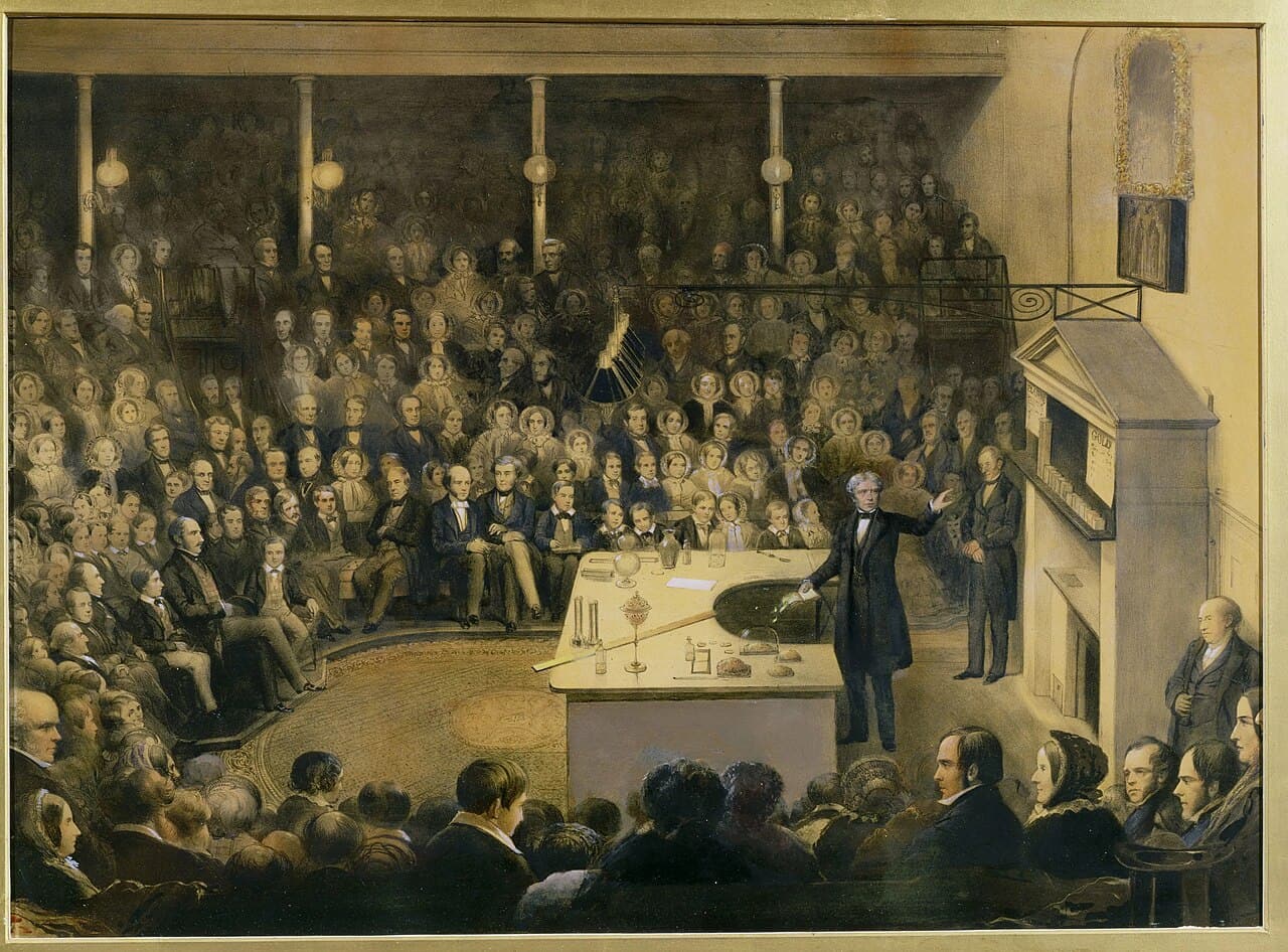 Faraday lecturing at the Royal Institution, 27 December 1855