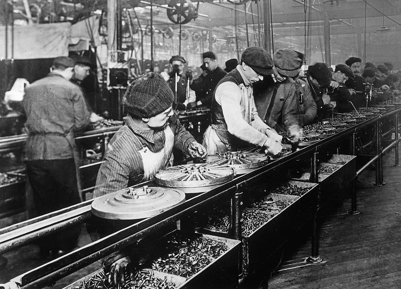 The Ford assembly line at Highland Park, 1913