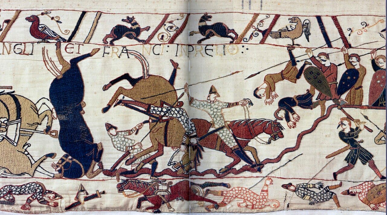 The Battle of Hastings depicted in the Bayeux Tapestry