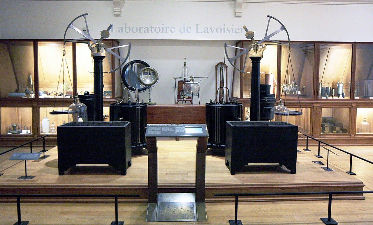 Lavoisier's laboratory apparatus and precision balances