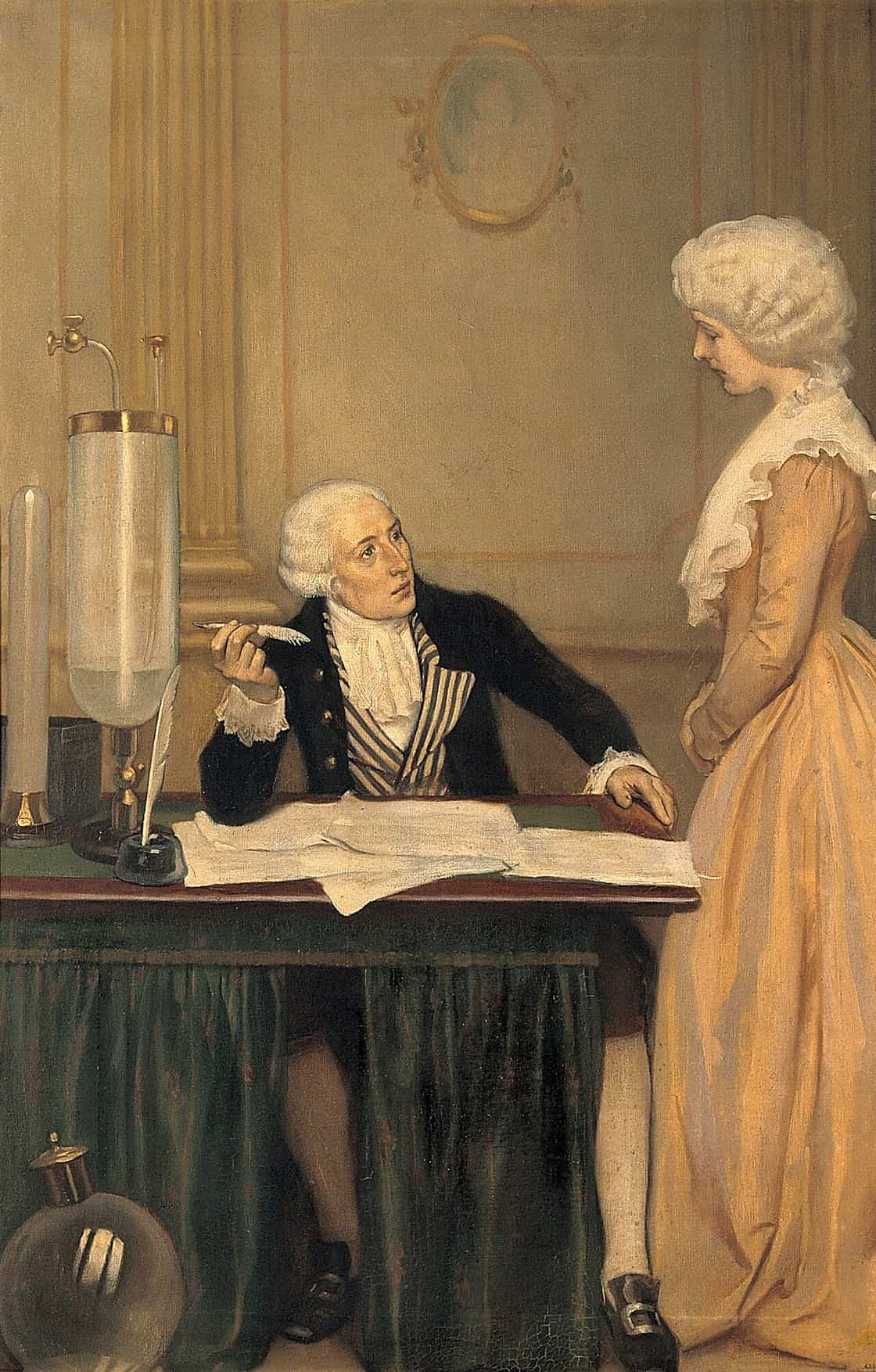 Lavoisier explaining an experimental result to Marie-Anne Paulze Lavoisier