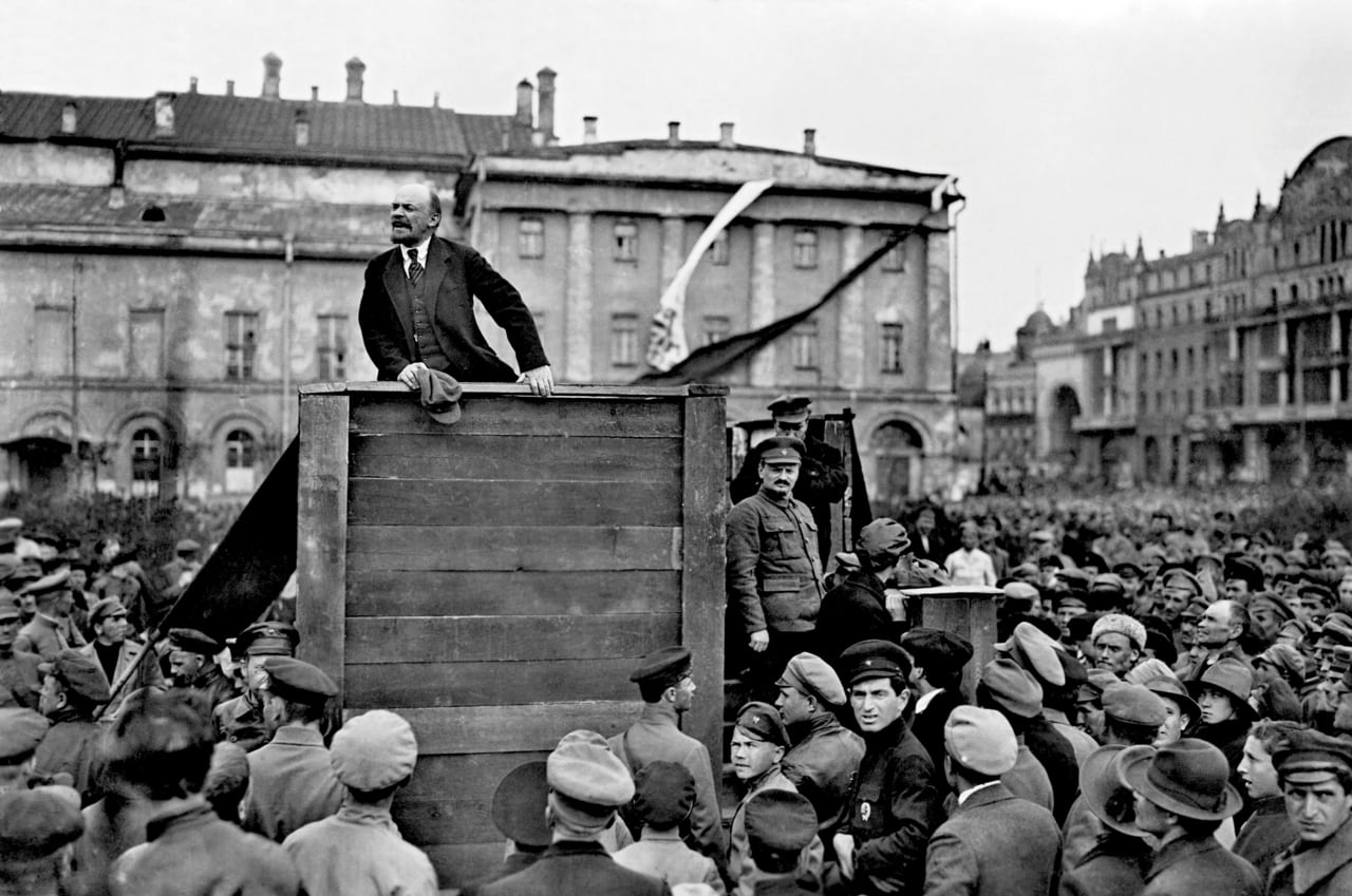 Lenin addressing a crowd in 1920