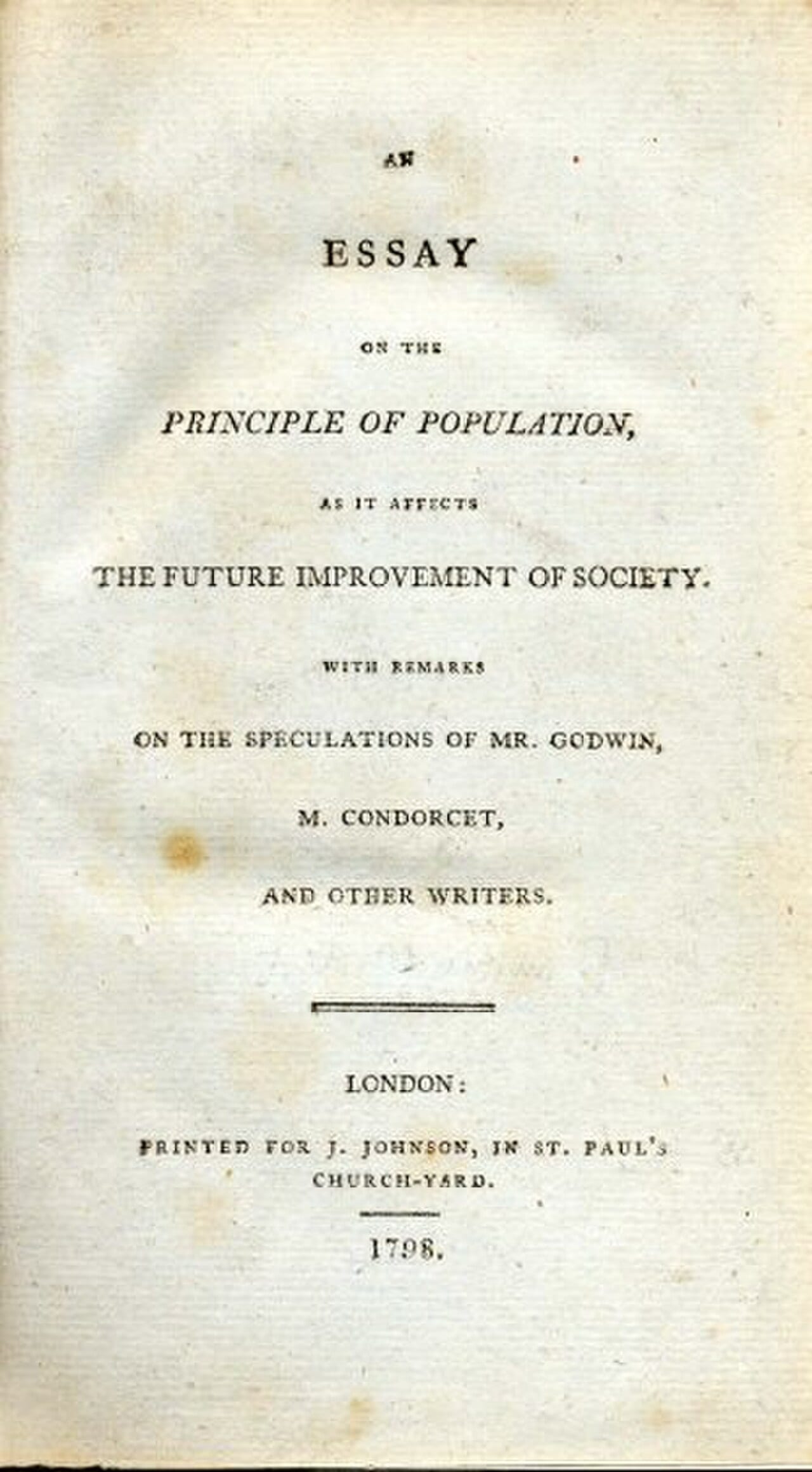 Malthus's Essay on the Principle of Population
