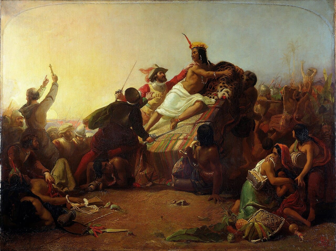 Pizarro seizing the Inca of Peru, painted by John Everett Millais