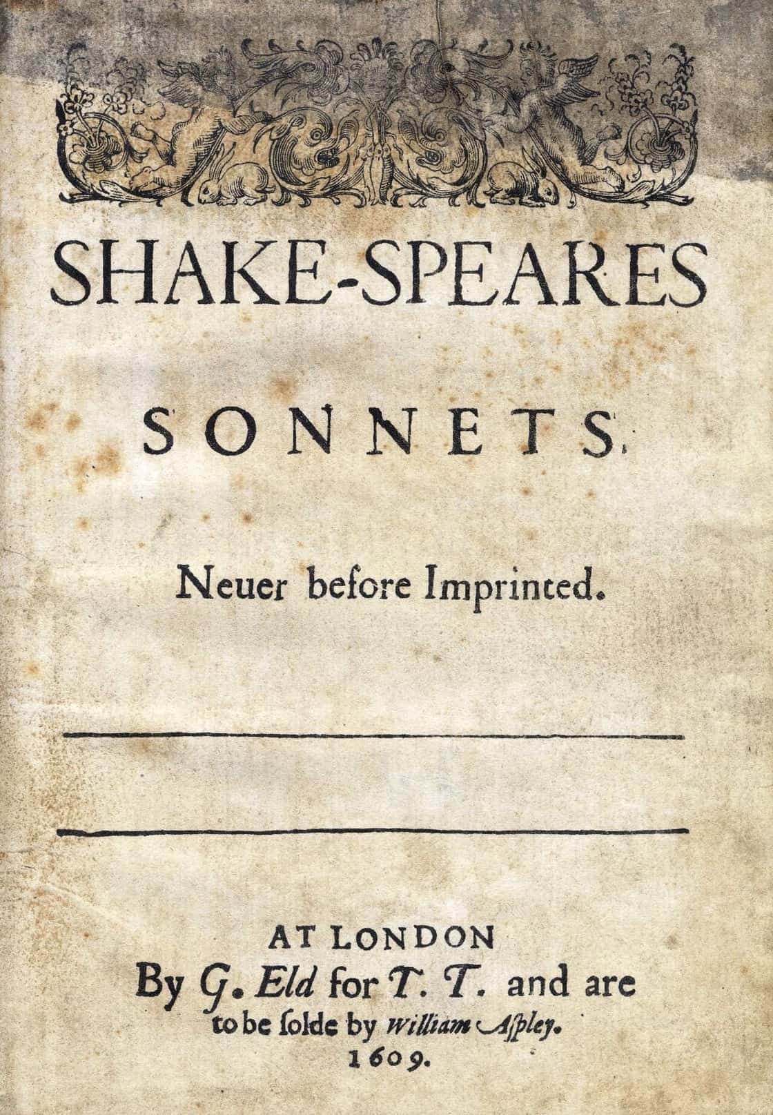 Title page of the 1609 quarto of the Sonnets