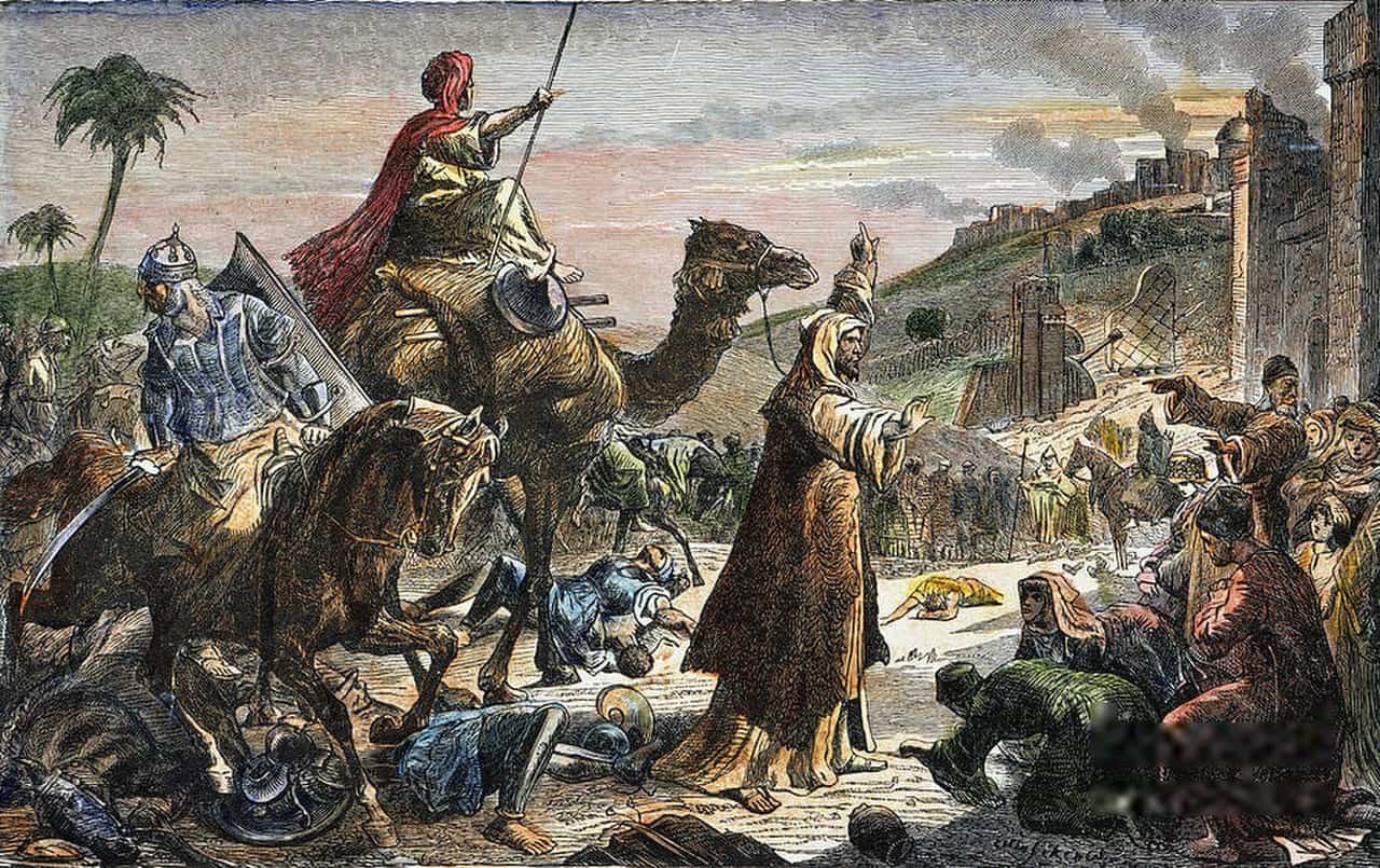 The entrance of Caliph Umar into Jerusalem in 638, a nineteenth-century engraving