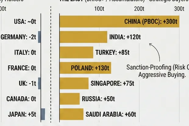 The Great Decoupling: Central Bank Gold Reserves